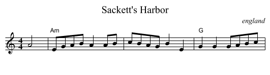 Sackett's Harbor - staff notation