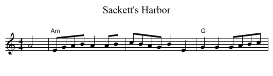 Sackett's Harbor - staff notation