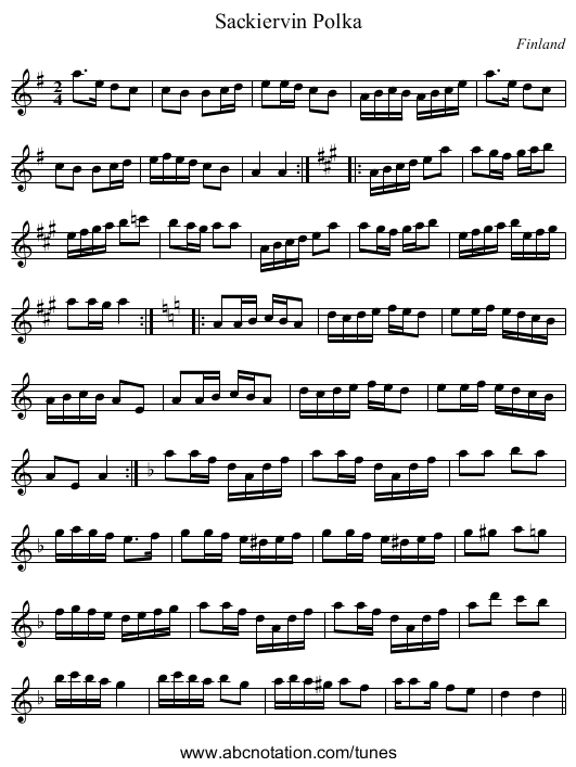 Sackiervin Polka - staff notation