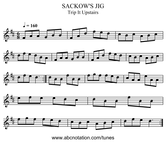 SACKOW'S JIG - staff notation