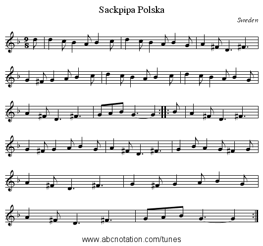 Sackpipa Polska - staff notation