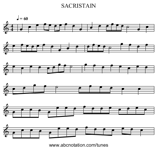SACRISTAIN - staff notation