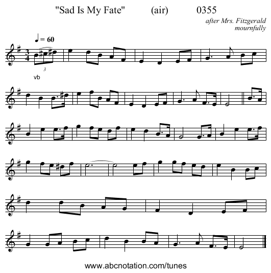 Sad Is My Fate (air) 0355 - staff notation