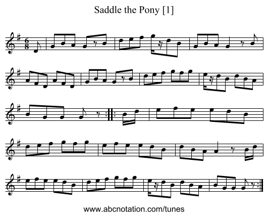 Saddle the Pony [1] - staff notation