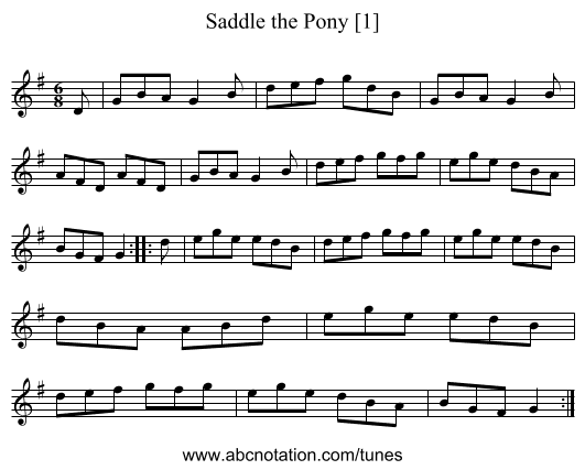 Saddle the Pony [1] - staff notation