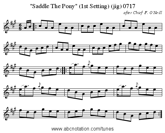Saddle The Pony (1st Setting) (jig) 0717 - staff notation