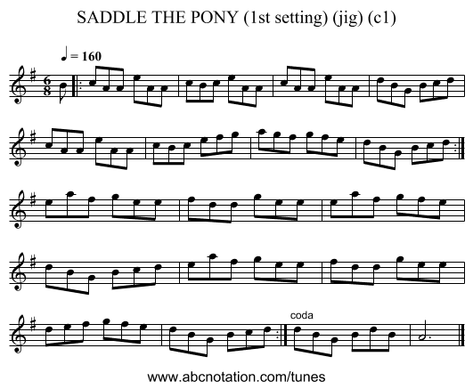 SADDLE THE PONY (1st setting) (jig) (c1) - staff notation