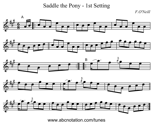 Saddle the Pony - 1st Setting - staff notation