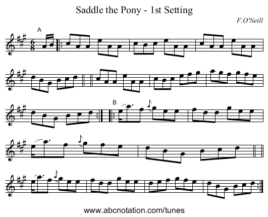 Saddle the Pony - 1st Setting - staff notation