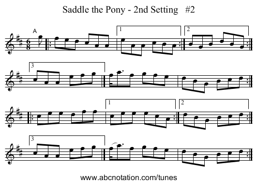 Saddle the Pony - 2nd Setting #2 - staff notation