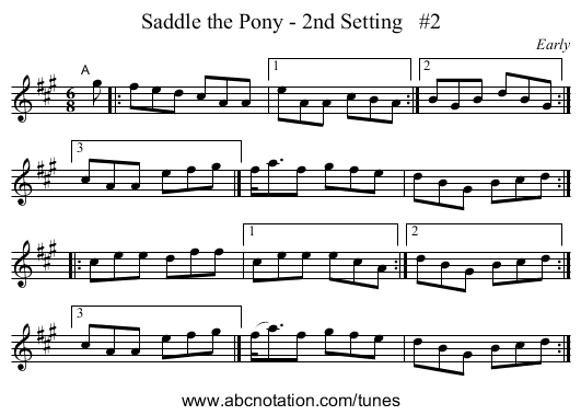 Saddle the Pony - 2nd Setting #2 - staff notation