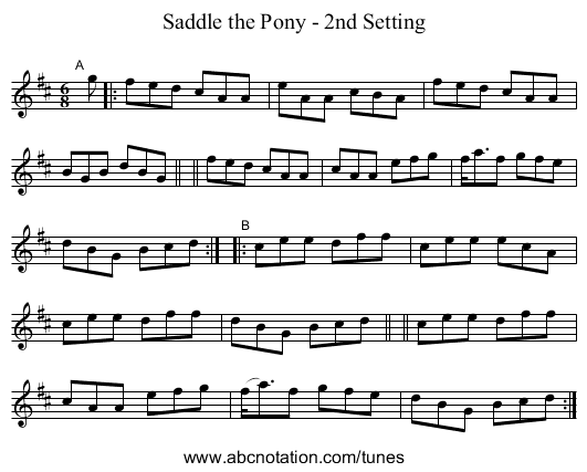 Saddle the Pony - 2nd Setting - staff notation