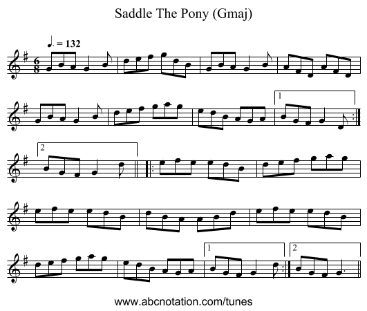Saddle The Pony (Gmaj) - staff notation
