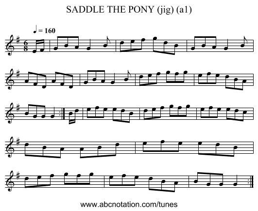 SADDLE THE PONY (jig) (a1) - staff notation