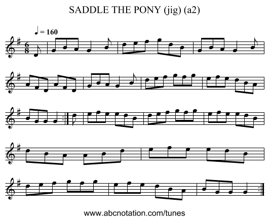 SADDLE THE PONY (jig) (a2) - staff notation