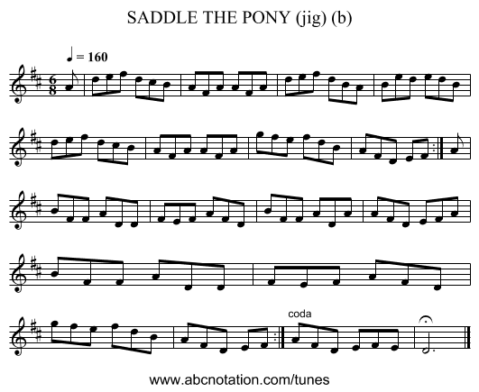 SADDLE THE PONY (jig) (b) - staff notation