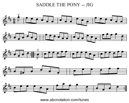 SADDLE THE PONY -- JIG - staff notation