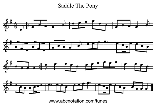 Saddle The Pony - staff notation