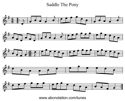 Saddle The Pony - staff notation