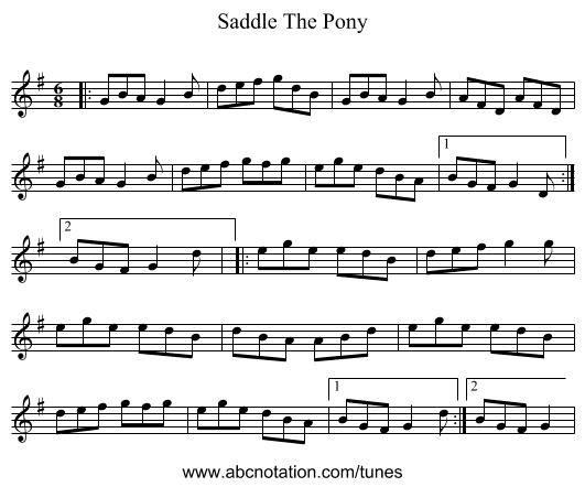 Saddle The Pony - staff notation
