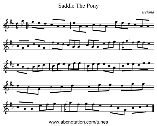 Saddle The Pony - staff notation