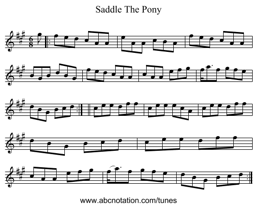 Saddle The Pony - staff notation