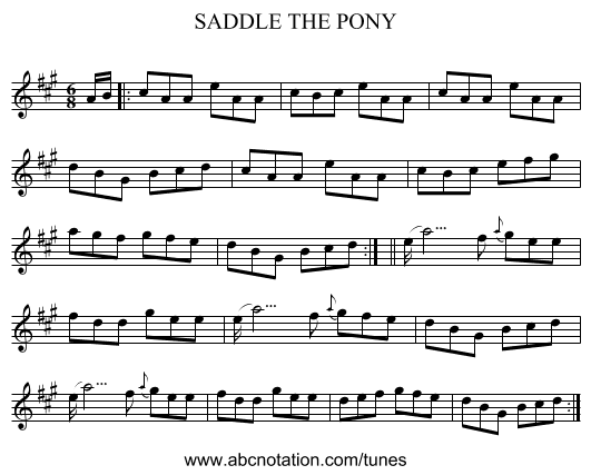SADDLE THE PONY - staff notation