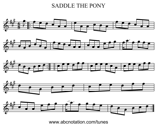 SADDLE THE PONY - staff notation
