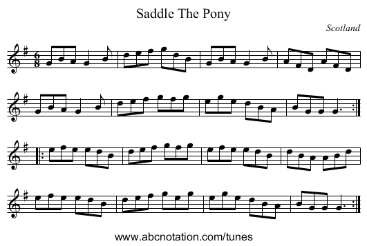Saddle The Pony - staff notation