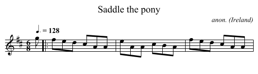 Saddle the pony - staff notation