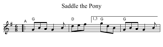 Saddle the Pony - staff notation