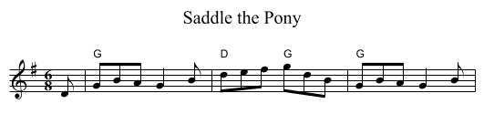 Saddle the Pony - staff notation