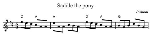Saddle the pony - staff notation