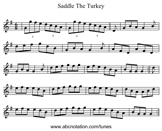 Saddle The Turkey - staff notation
