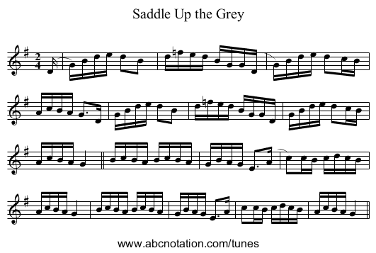 Saddle Up the Grey - staff notation