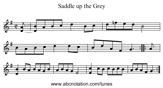 Saddle up the Grey - staff notation