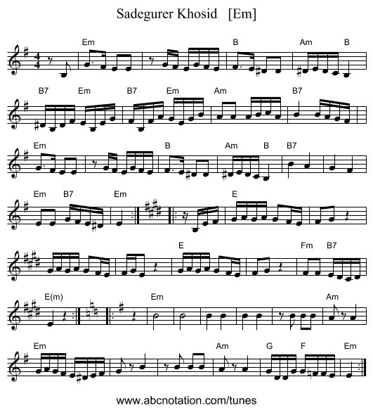Sadegurer Khosid   [Em] - staff notation