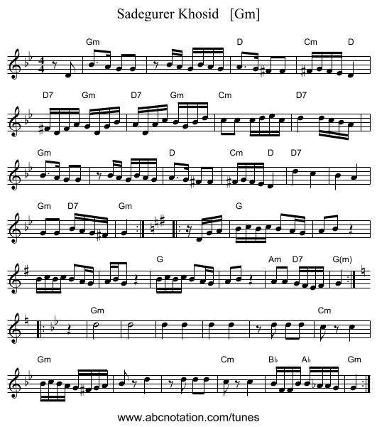 Sadegurer Khosid   [Gm] - staff notation