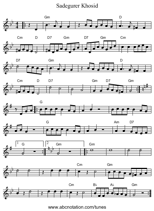 Sadegurer Khosid - staff notation