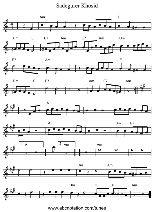 Sadegurer Khosid - staff notation