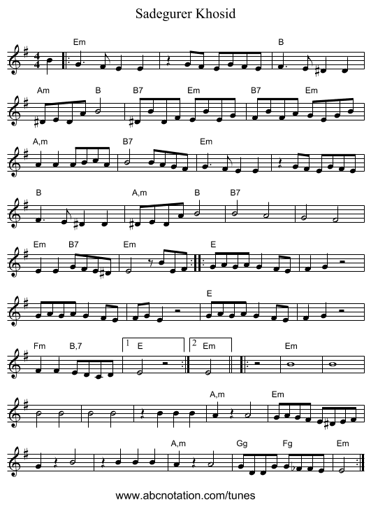 Sadegurer Khosid - staff notation
