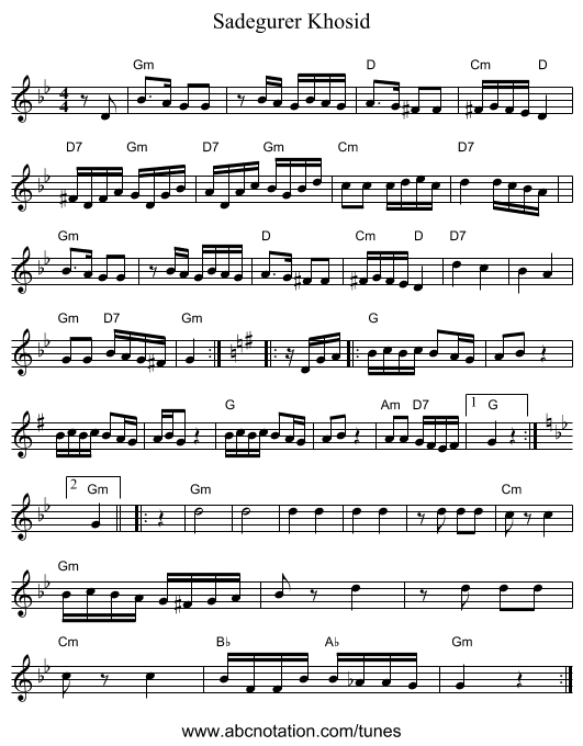 Sadegurer Khosid - staff notation