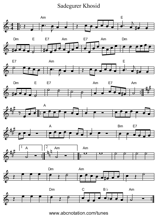 Sadegurer Khosid - staff notation