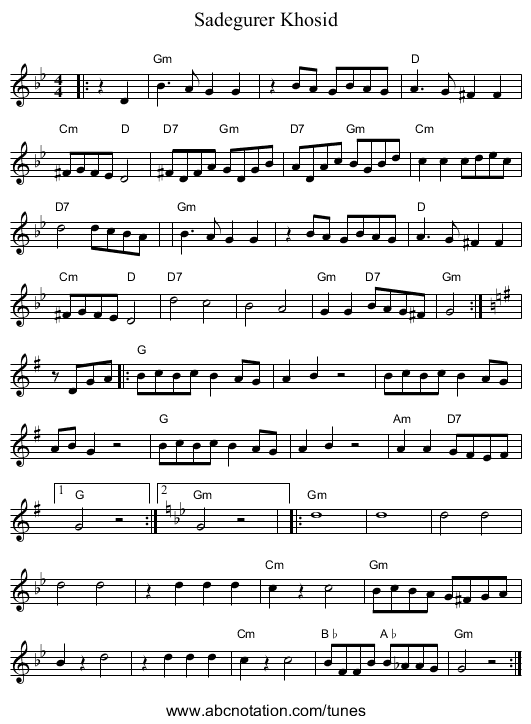 Sadegurer Khosid - staff notation