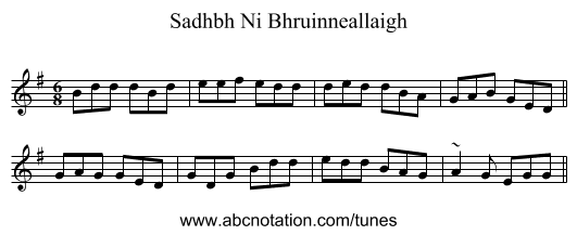 Sadhbh Ni Bhruinneallaigh - staff notation