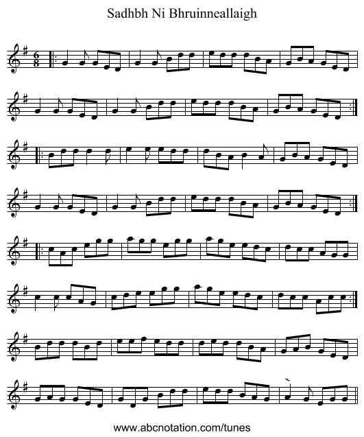 Sadhbh Ni Bhruinneallaigh - staff notation