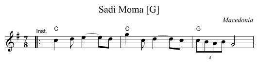 Sadi Moma [G] - staff notation