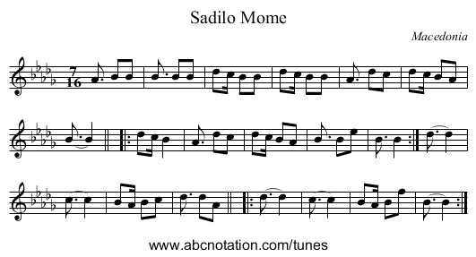 Sadilo Mome - staff notation