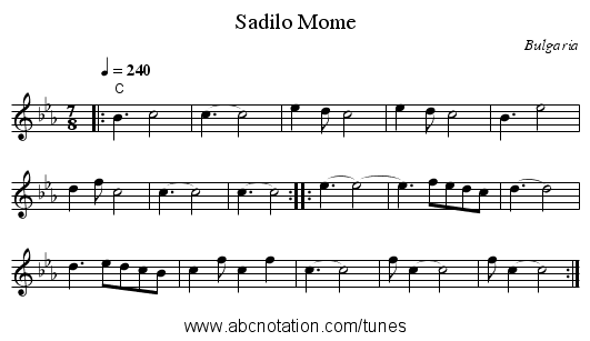 Sadilo Mome - staff notation