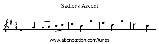 Sadler's Ascent - staff notation